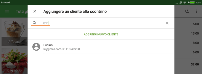 Identificazione del cliente per numero