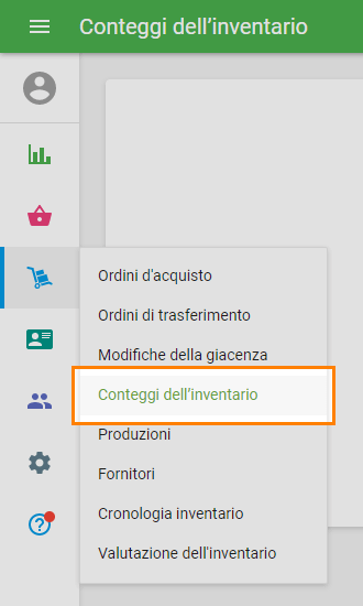 'Conteggio dell'inventario' nel menu 'Gestione dell'inventario'