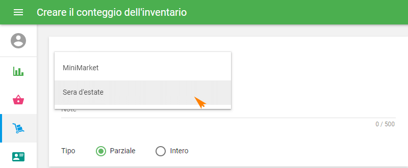 conteggio dell'inventario
