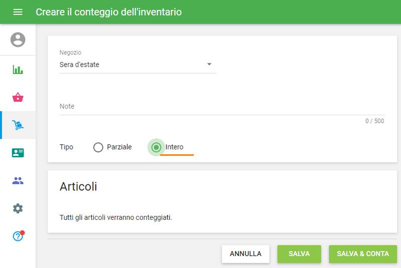 conteggio inventario Intero