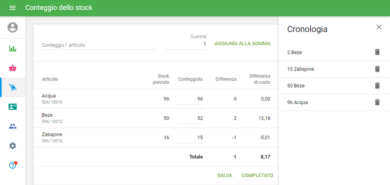 Conteggio dello stock