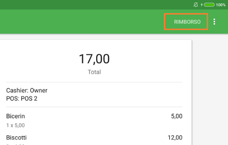 pulsante di rimborso inattivo