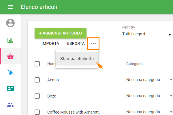 pulsante 'Stampa etichette'