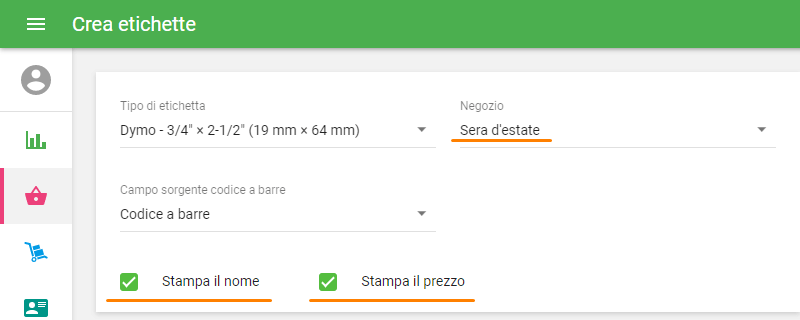 caselle 'Stampa il nome'