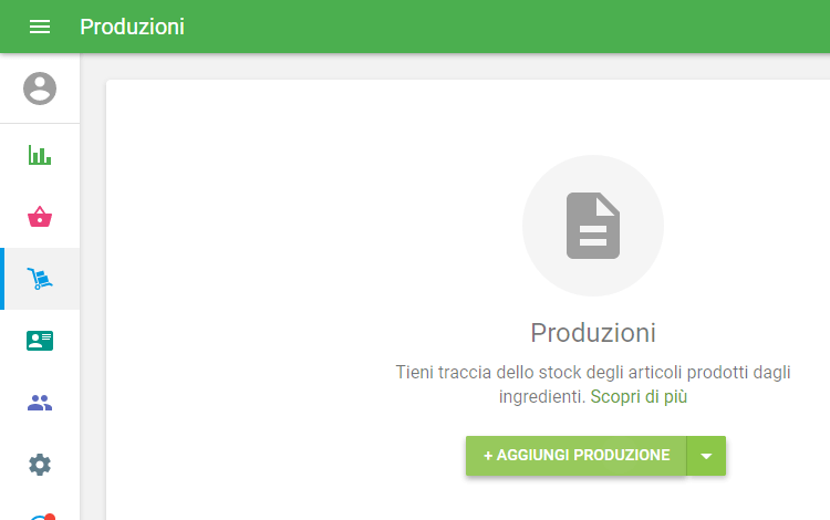 pulsante '+ Aggiungi produzione'