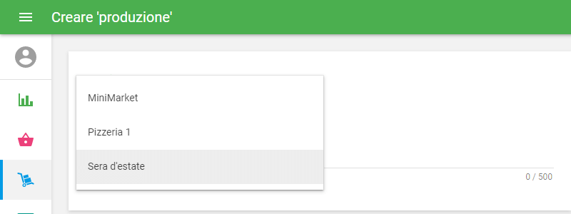 negozio dall'elenco a discesa