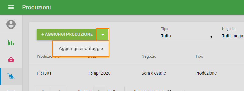 seleziona 'Aggiungi smontaggio'