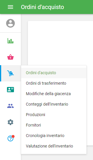 sezione 'Ordini d'acquisto'
