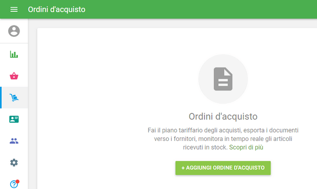 + Aggiungi ordine d'acquisto