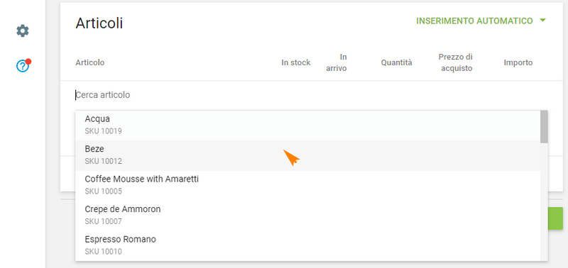 barre dell'articolo per trovare