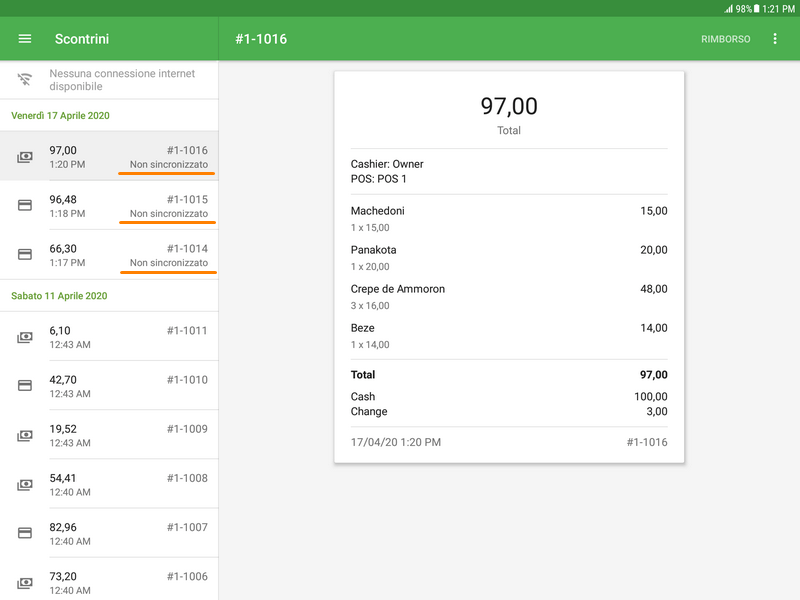 ricevute non sincronizzate