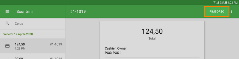 seleziona 'Rimborso'