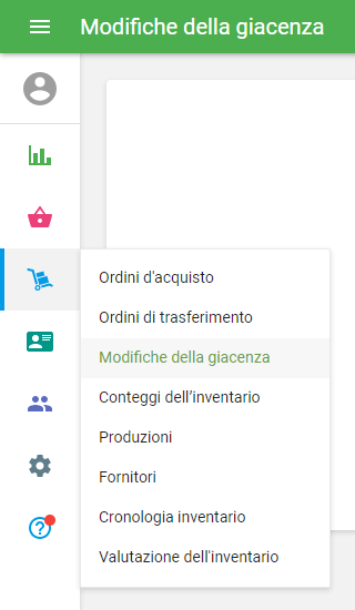 sezione 'Modifiche della giacenza'