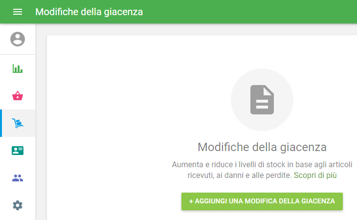 + Aggiungi modifica della giacenza