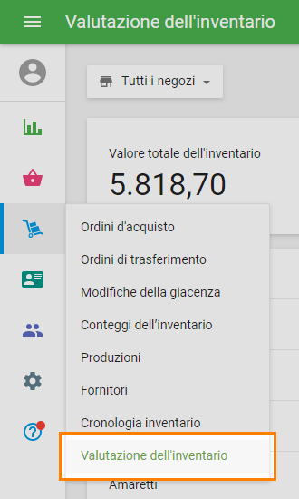'Valutazione dell'inventario'