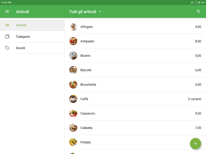 l'elenco degli elementi in modalità offline