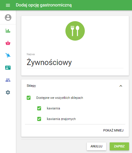 Dodaj opcję gastronomiczną