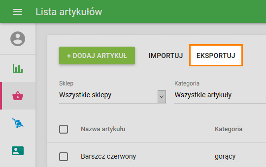 Kliknij przycisk „Eksportuj"