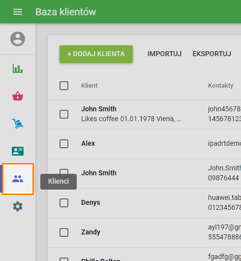 Bazę klientów