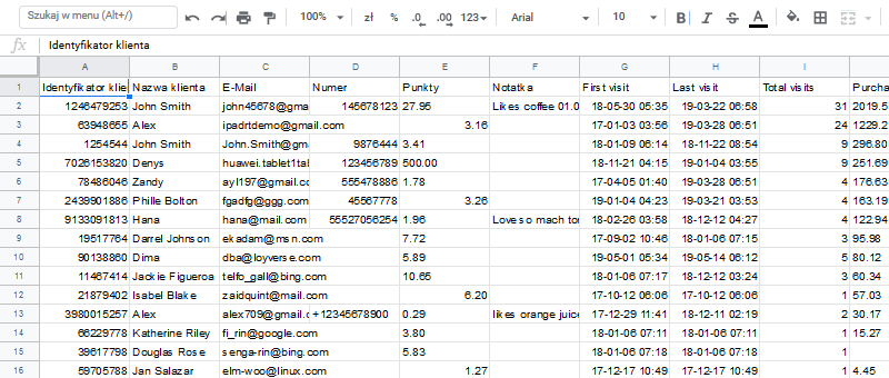 edytować listę klientów 