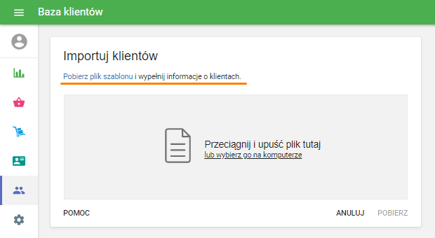 kliknij link „Pobierz plik szablonu”