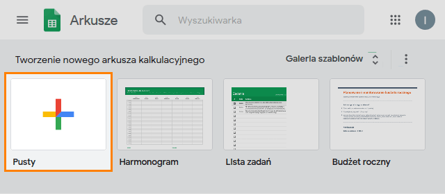 Utwórz nowy arkusz kalkulacyjny