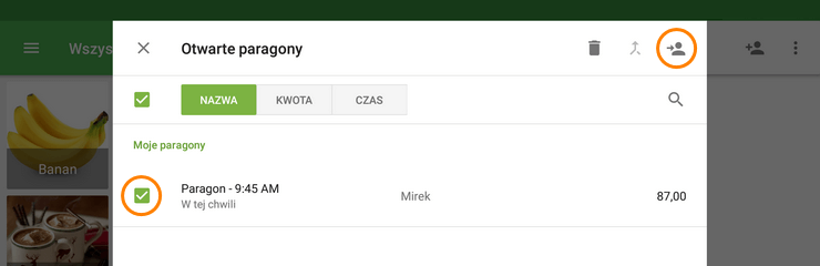 zaznacz niezbędne paragony i naciśnij