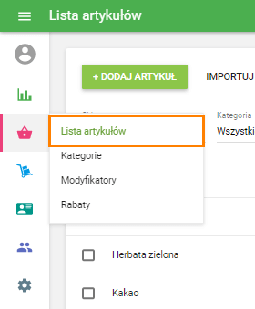Lista artykułów