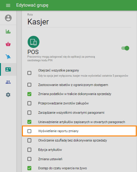 Wyświetl raport zmiany