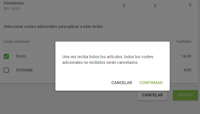 Se cancelará la notificación sobre costos adicionales no recibidos