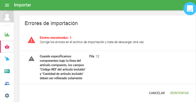 impedirán que termine de importar su archivo