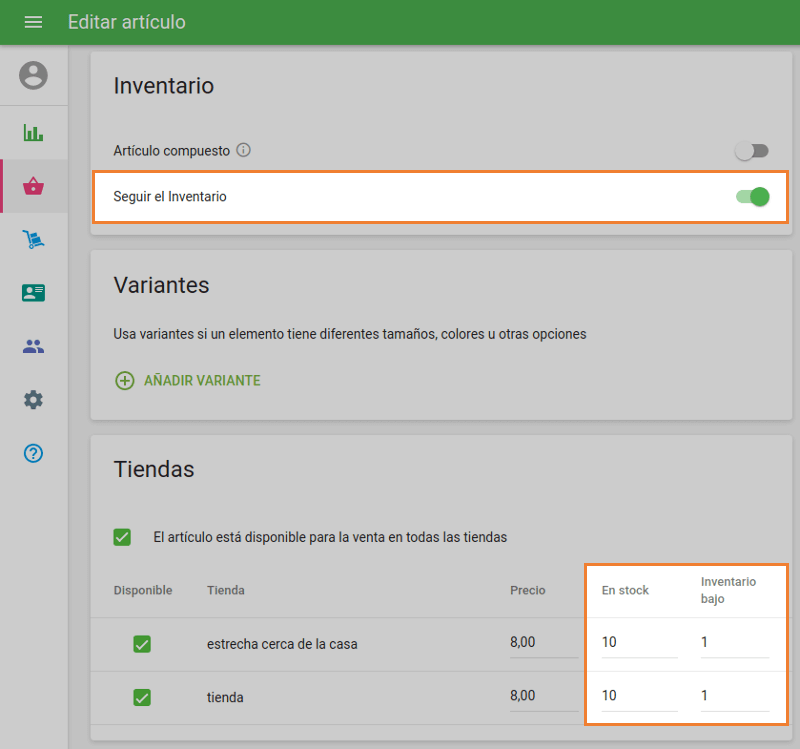 Notificación sobre stock bajo