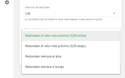 selecciona 0.01 ó 1 como intervalo de redondeo