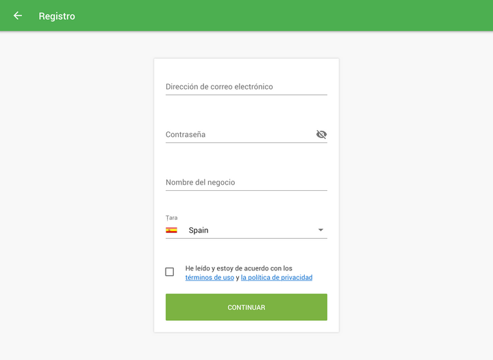 Cree su propia cuenta rellenando el sencillo formulario de registro.