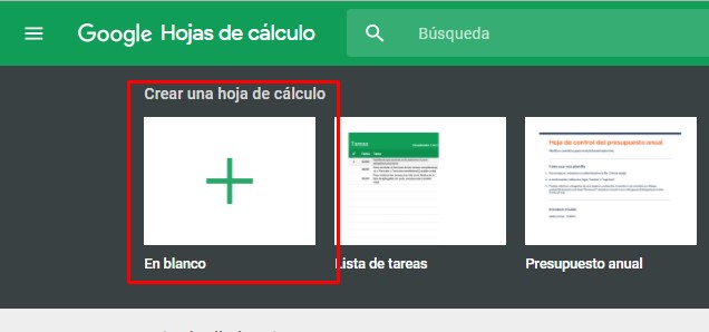 Google Sheets with the button ‘Start a new spreadsheet’