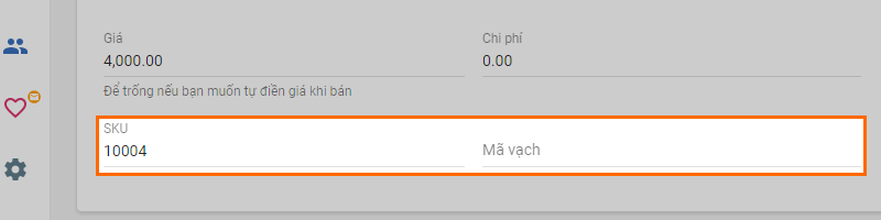 ‘Create item’ form SKU