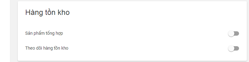 inventory section in Item form