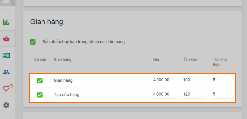 Inventory at Multiple stores