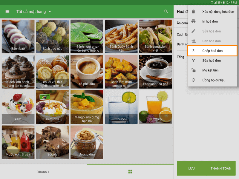 nút 'Kết hợp vé' bằng