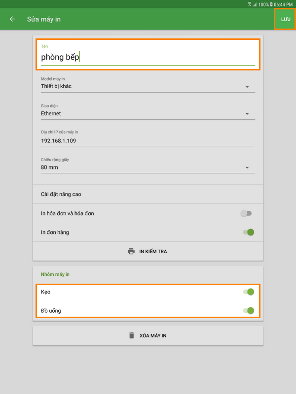 gán một máy in cho cả hai nhóm máy in