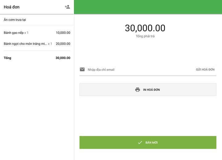 cho mỗi thanh toán