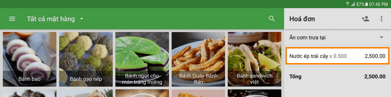 được thêm vào vé với giá Hiển thị là