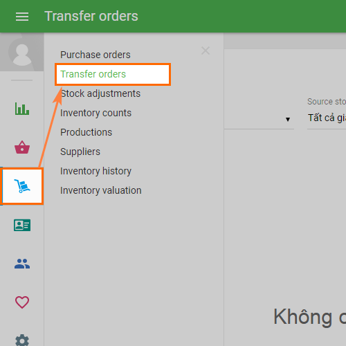 ‘Transfer Orders’ section