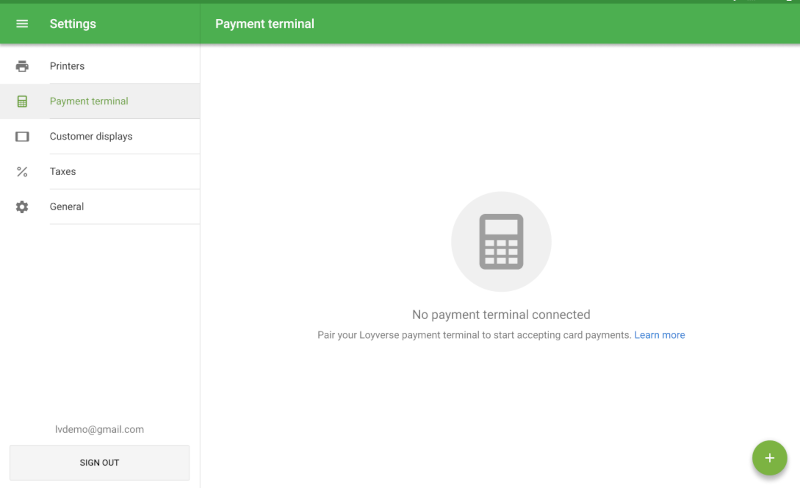 plus button to create and pair a payment terminal