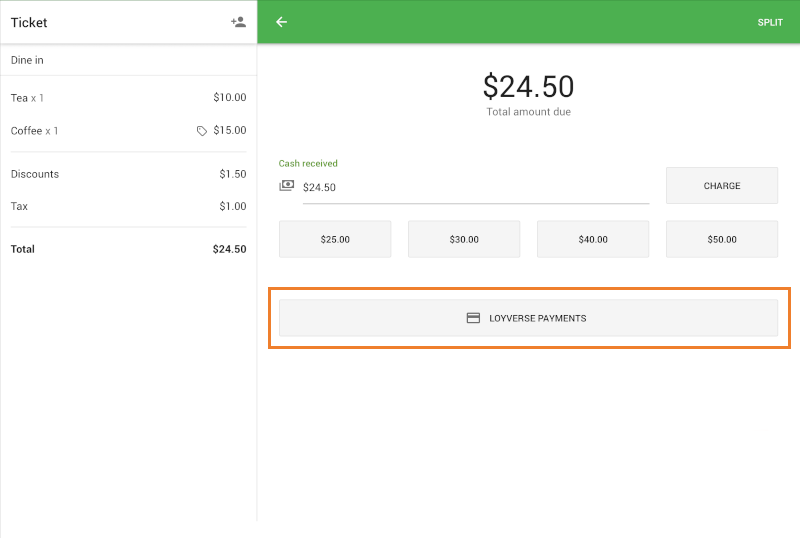 Loyverse Payments as the payment method