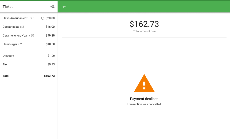 Payment decline message