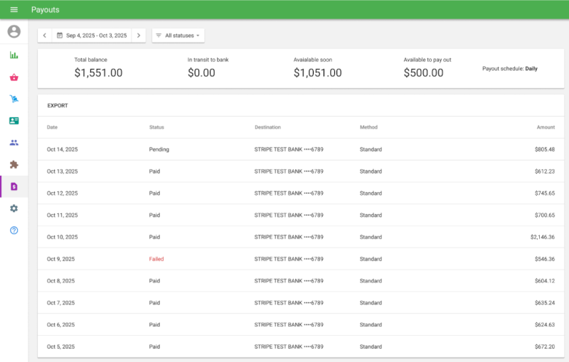payouts list