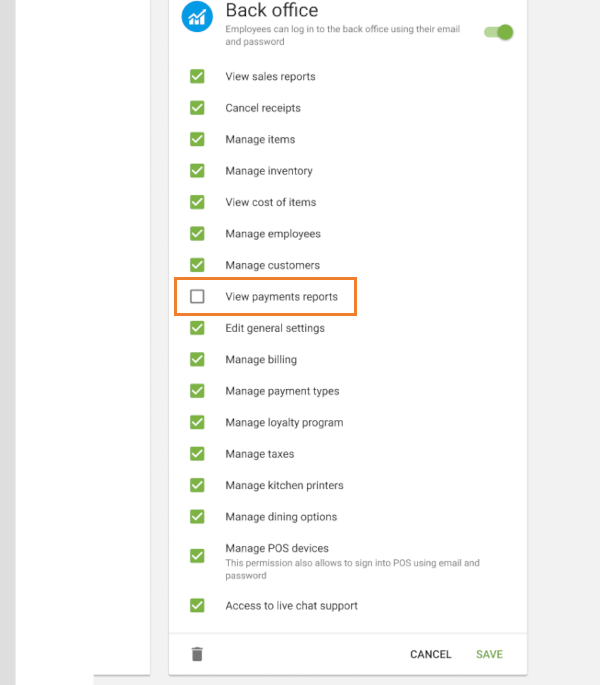 View Payment Reports right