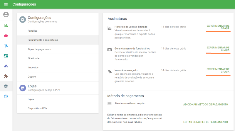 botão "Experimentar gratuitamente