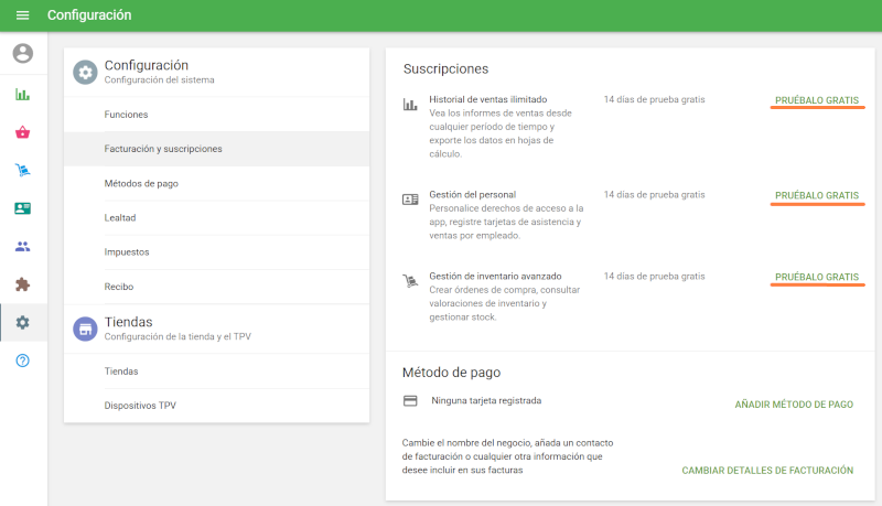 los botónes Probar gratis